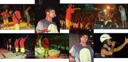 Montagem com registros dos Mamonas Assassinas durante o show em Ipatinga / MG, em 28/02/1996. - Ag�ncia Cobertura (marca nas imagens)